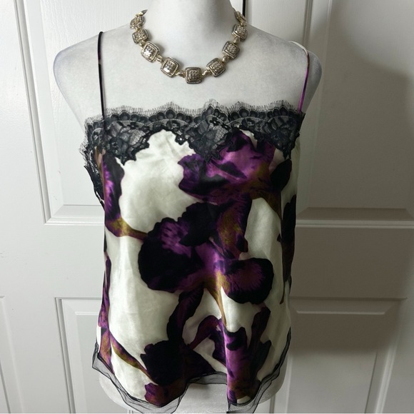 NWT J.Crew Lace-trim camisole top in iris floral (size M) - Picture 5 of 8